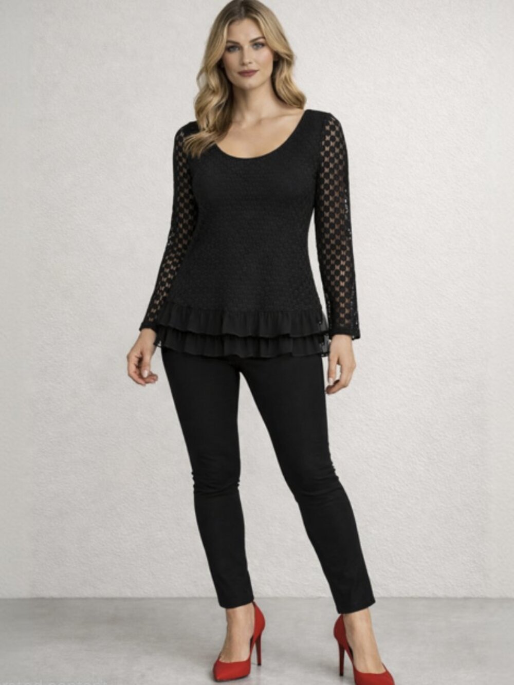 Style & Co Long Sleeve Lace Top